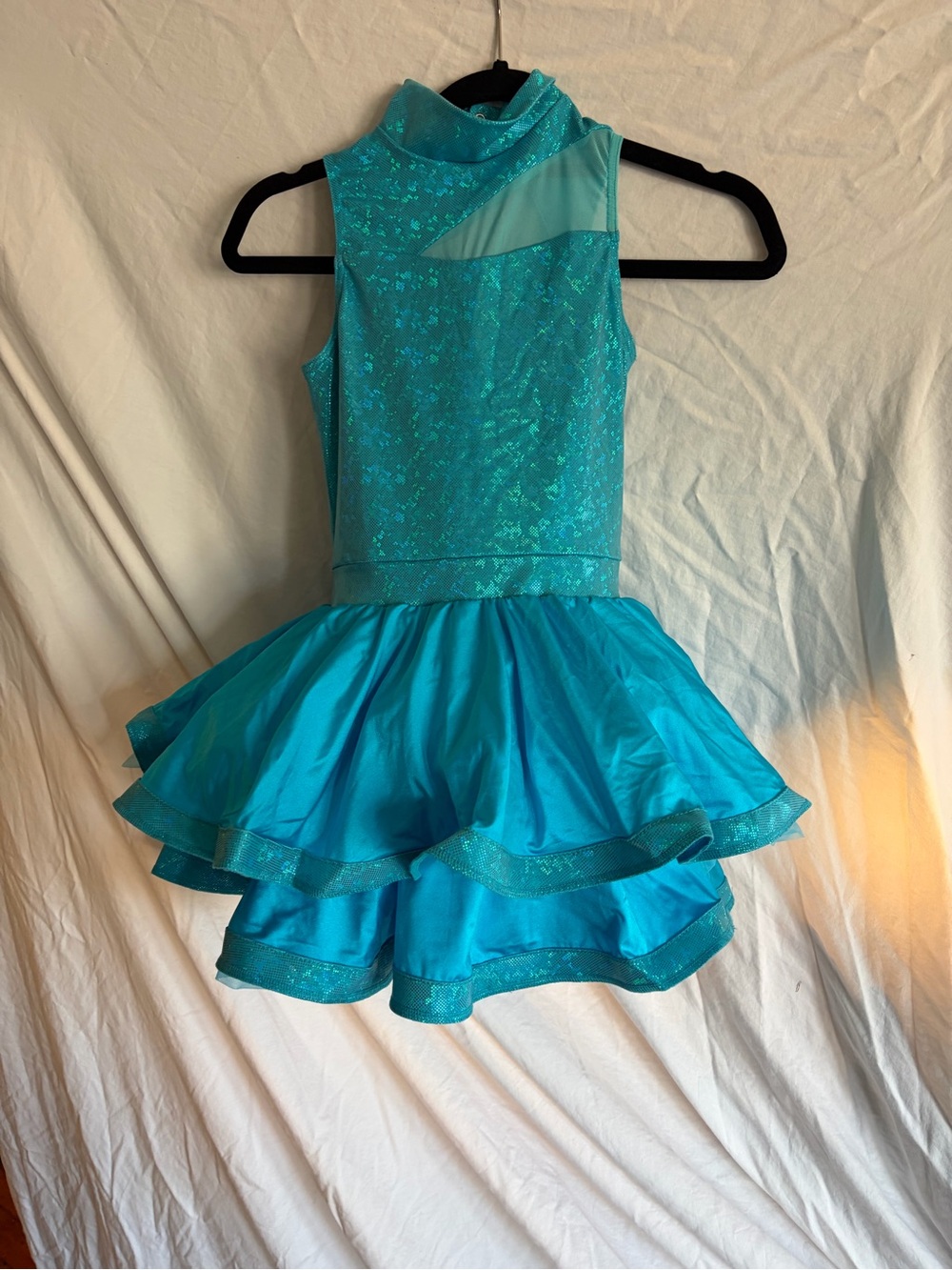 Weissman Shimmery Turquoise Layered Dance Dress